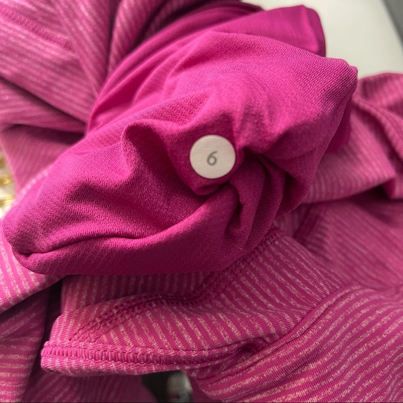 LULULEMON Tonka Stripe Heathered Raspberry Pink Kriss Cross 1/2 Zip Jacket - Picture 9 of 13